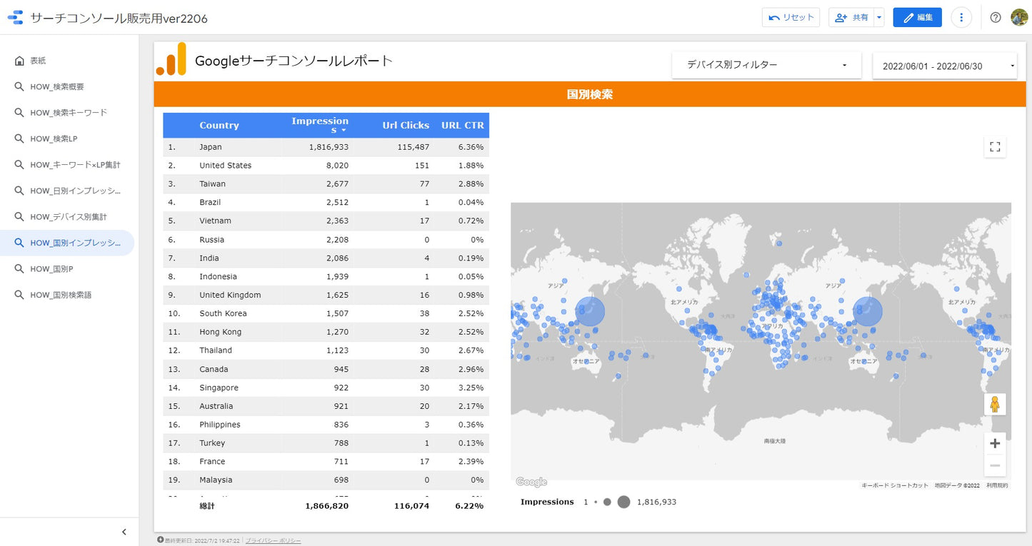 ②【単体】SearchConsole用ダッシュボード【買切】