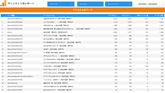 ⑧【5本セット】ディレトリ(LP)別解析レポート(Googleアナリティクス4&SearchConsole&Google広告)【買切】